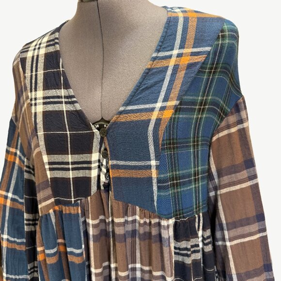 Dolls Kill Current Mood Better Together Plaid Mini Dress – Brown Mix Size XS - Picture 3 of 5